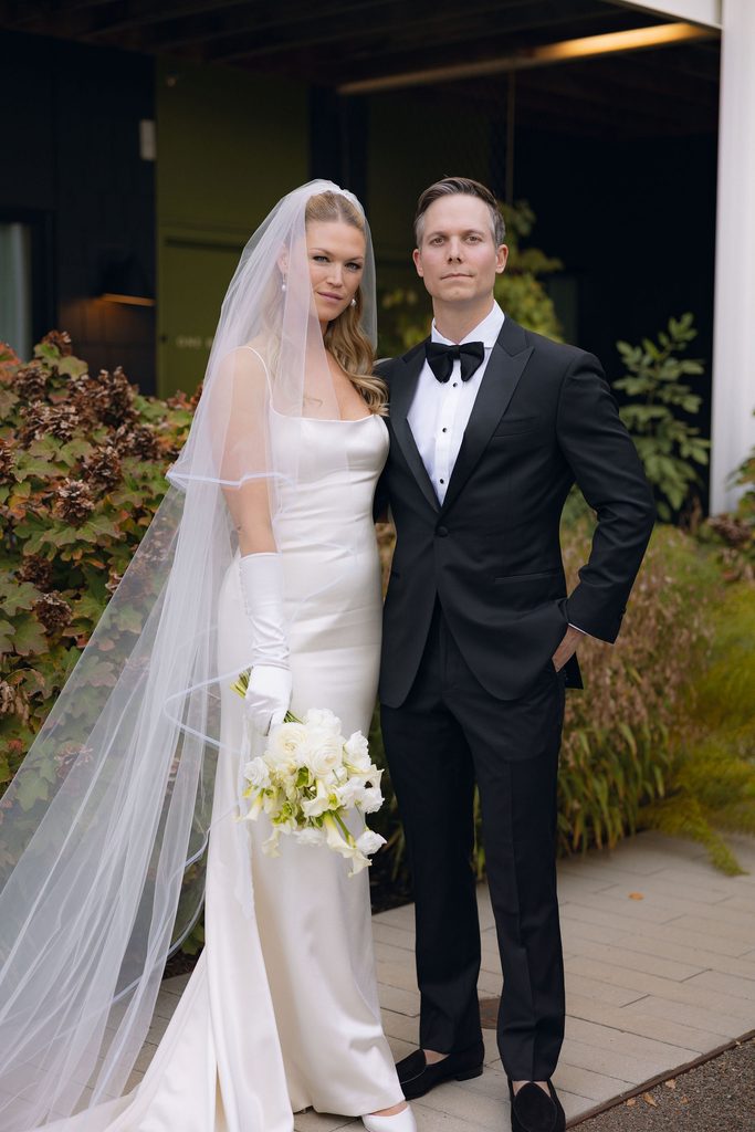 Moody vibe bride and groom portrait